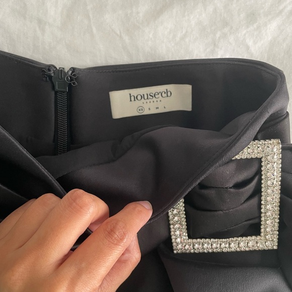 HOUSE OF CB Black Skirt with Rhinestone Buckle - Picture 3 of 4